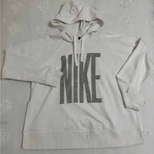 Nike Women's White and Gray Glitter Hoodie